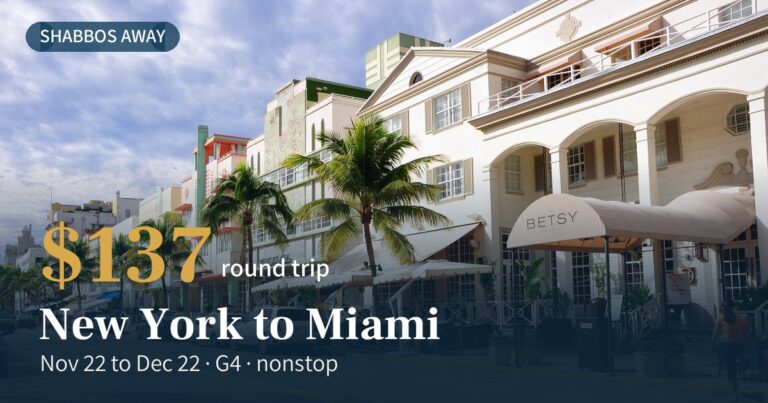 NYC-MIA round trip $137 on G4, nonstop